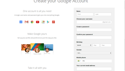 Creating new gmail account