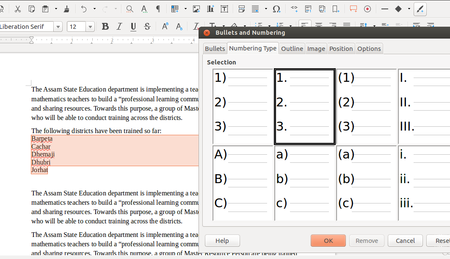 Inserting lists