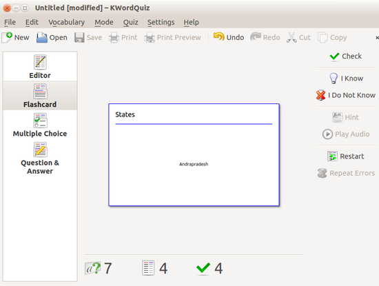 KWordQuiz 4 Flashcard option.png